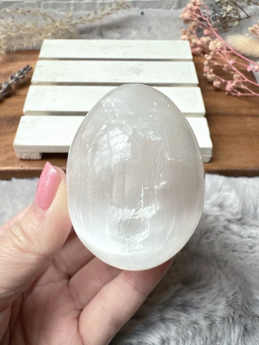 Gorgeous Selenite Egg Carving